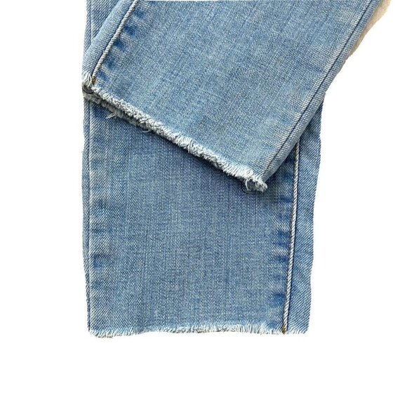 Levi's 721 Womens size 28 High Rise Skinny Stretch Denim Jeans Raw Hem Blue - Picture 7 of 14